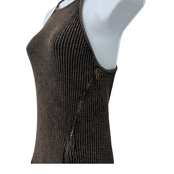 Free People FP One XS Katya Thermal Bodycon Mini Dress Brown Textured Ruched - Picture 5 of 14